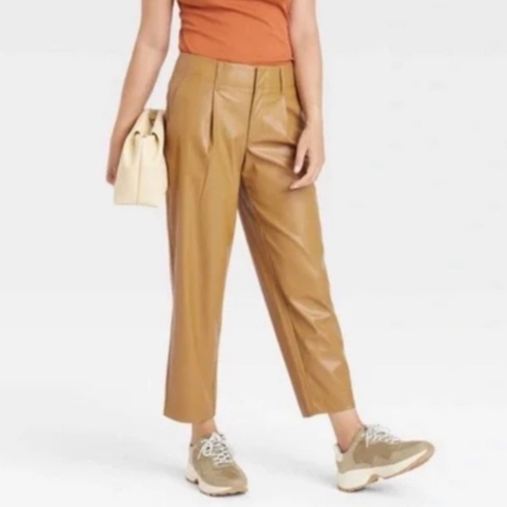 - A New Day cropped pants in cognac tan elastic waist size 14